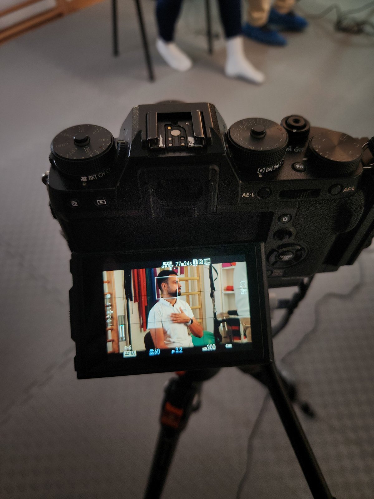 Fujifilm camera on a tripod during a shoot