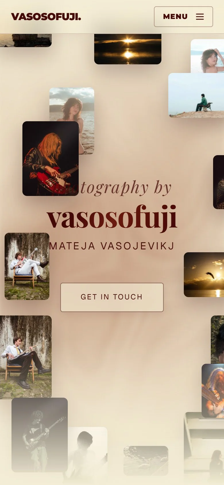 My photography website on a phone, in light mode
